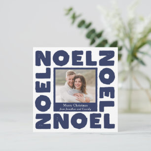 Blaue zeitgemössische Typografie Weihnachtsfoto Karte