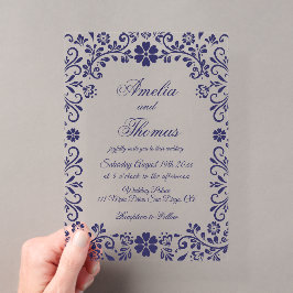 Blaue zeitlose mexikanische Hochzeit Acryleinladungen