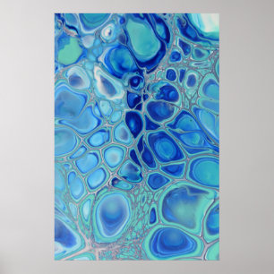 Blaue Zellen Navy Fluid Abstrakte Moderne Marmorku Poster
