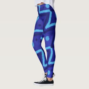 Blaue Zick-Zack-Punkte-Funky-Muster  Leggings