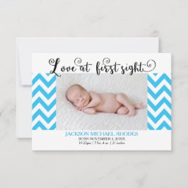 Blaue Zickzack Liebe @1st Sight-3x5Birth Ankündigu Ankündigung