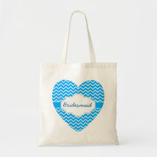 Blaue Zickzack Monogramme Herz mit Ribbon A06D Tragetasche