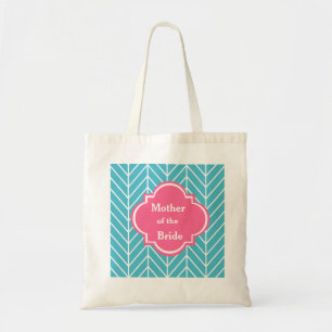 Blaue Zickzack Mutter der Braut Wedding Tote Tag Tragetasche