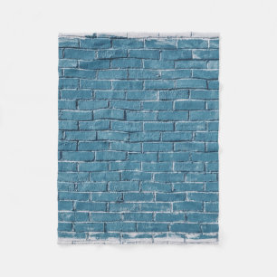 Blaue Ziegelsteine aus grauem Beton Fleecedecke