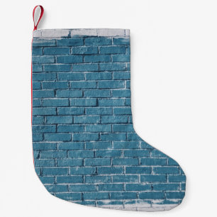 Blaue Ziegelsteine aus grauem Beton Kleiner Weihnachtsstrumpf