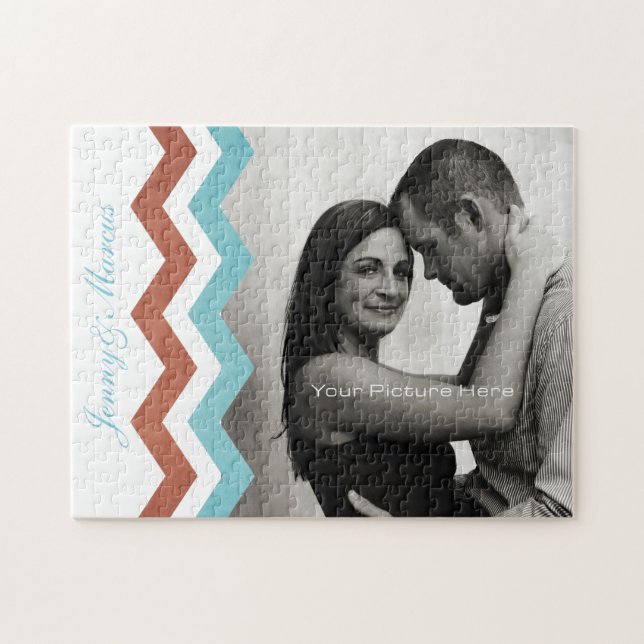 Blaue Zig-Zag-Muster Puzzle (Horizontal)