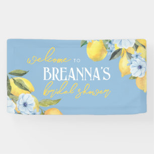 Blaue Zitrone & Blumen-Vinyl-Willkommensbanner Banner