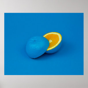 Blaue Zitrone in zwei Hälften geschnitten Poster