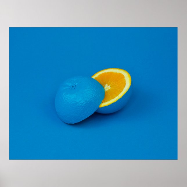 Blaue Zitrone in zwei Hälften geschnitten Poster (Vorne)
