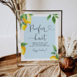 Blaue Zitrone Schnuller Jagd Baby Duschgame Poster