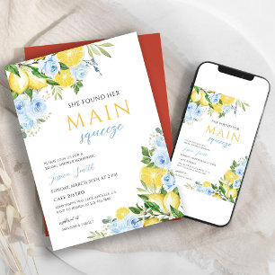 Blaue Zitrone Zitrus Floral Junggesellinnenabschie Einladung