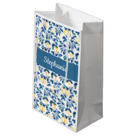 Blaue Zitronen-Wasserfarbe-Monogramm Klein Kleine Geschenktüte