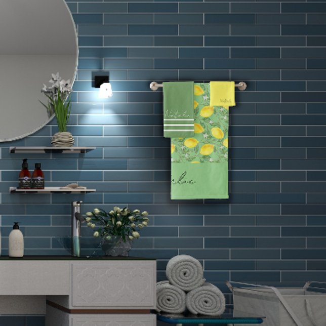 Blaue Zitronenfarbe Badhandtuch Set (Von Creator hochgeladen)