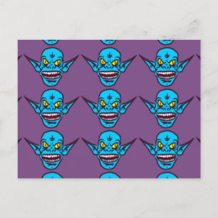 blaue Zombie-Troll-Dämonen-Postkarte Postkarte