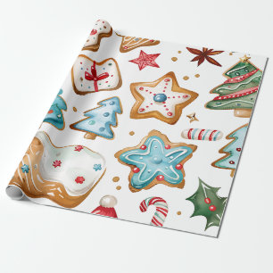 Blaue Zuckerguss-Weihnachtskekse Geschenkpapier
