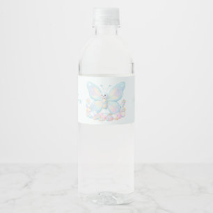 Blaue Zuckerwatte Schmetterlingsjunge Baby Shower Wasserflaschenetikett