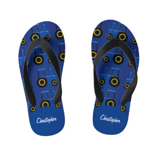 Blaue Zugmaschine Personalisiert Kinderbadesandalen