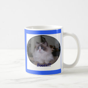 Blaue zweifarbige Ragdoll Katze, Stiefel!!! Tasse
