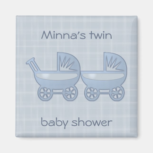 blaue Zwillingsbaby-Buggy Magnet (Vorne)
