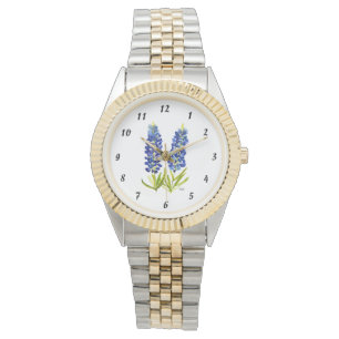 Blauebonnets Texas State Blumen Lupine Aquarell  Armbanduhr