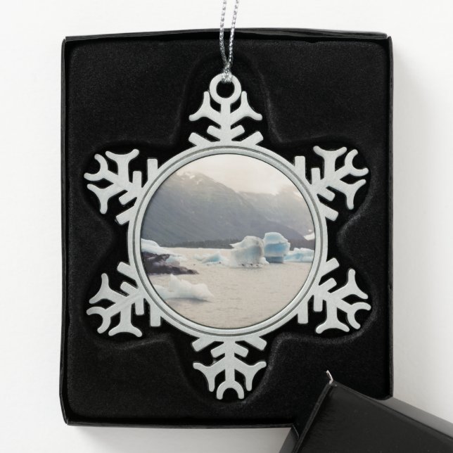 Blaueis Schneeflocken Zinn-Ornament (Box)