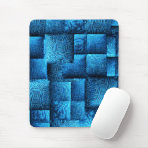 Blauen Quadrate mit abstraktem Stammesdesign Mousepad