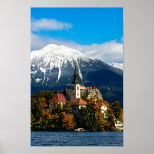 Blauen See im Herbst Poster
