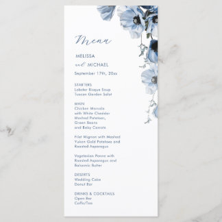 Blauen Transparenten Blumen Hochzeit Menükarte
