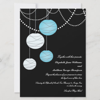 blauen Wedding Papierdie laternen des Aqua-6x8 Einladung