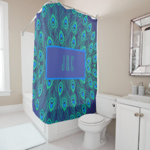 BLAUENFUSSFÜHRER IN AQUAMARINEN BLAUEN DUSCHVORHANG