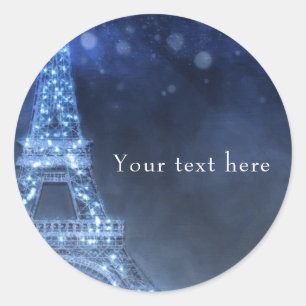 Blauer Abend Verzauberte Nacht in Paris Eiffelturm Runder Aufkleber