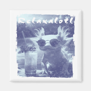 Blauer abgenutzter Relaxalotl Axolotl Magnet