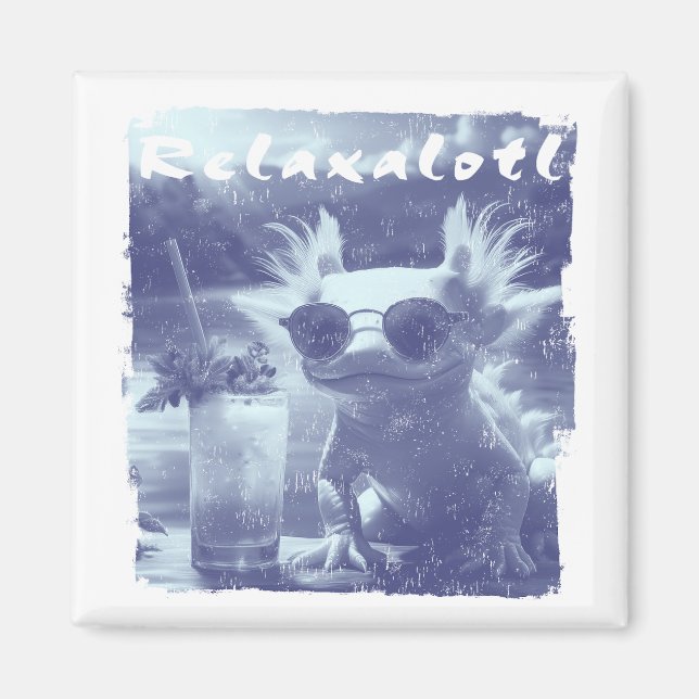 Blauer abgenutzter Relaxalotl Axolotl Magnet (Vorne)