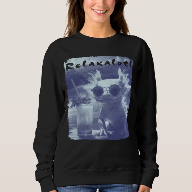 Blauer abgenutzter Relaxalotl Axolotl Sweatshirt (Vorderseite)