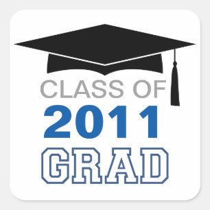 Blauer Abschluss für Cap & tassel Quadratischer Aufkleber