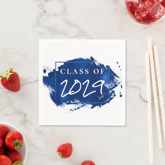 Blauer Abschluss | Paint Spritzer Brushstroke Part Serviette (Beispiel)