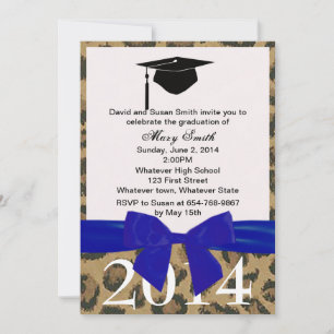 Blauer Abschluss und Leopard Einladung