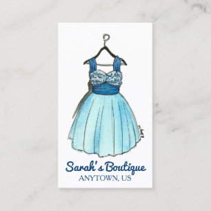 Blauer Abschlussball-Abendkleid Shop Mode Boutique Visitenkarte