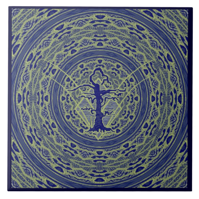 Blauer Abstrakter, altgeflechteter Baumstil 5 Fliese (Vorderseite)