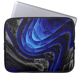 Blauer abstrakter, digitaler Kunsthintergrund. Laptopschutzhülle