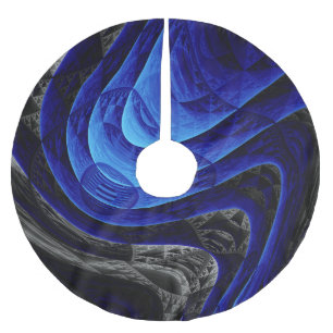Blauer abstrakter, digitaler Kunsthintergrund. Polyester Weihnachtsbaumdecke