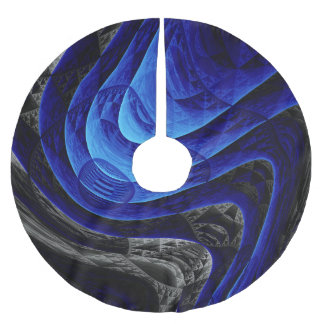 Blauer abstrakter, digitaler Kunsthintergrund. Polyester Weihnachtsbaumdecke
