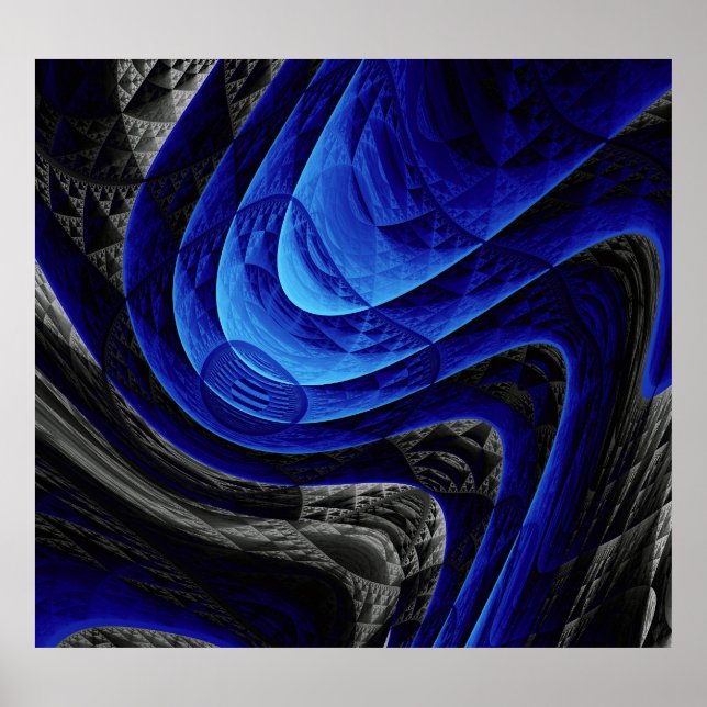 Blauer abstrakter, digitaler Kunsthintergrund. Poster (Vorne)