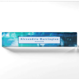 Blauer Abstrakter Individuelle Name Einzigartiges  Namensplakette