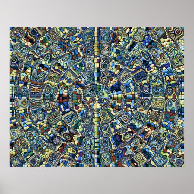 Blauer Abstrakter Teich Poster (Vorne)