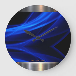 Blauer Abstrakter-u. Metallentwurf Große Wanduhr