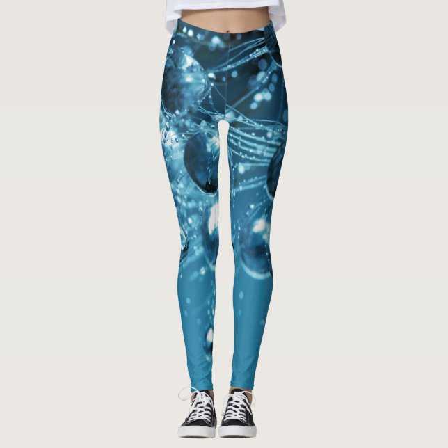 Blauer Abstrakter Wassertropfen Leggings (Vorderseite)