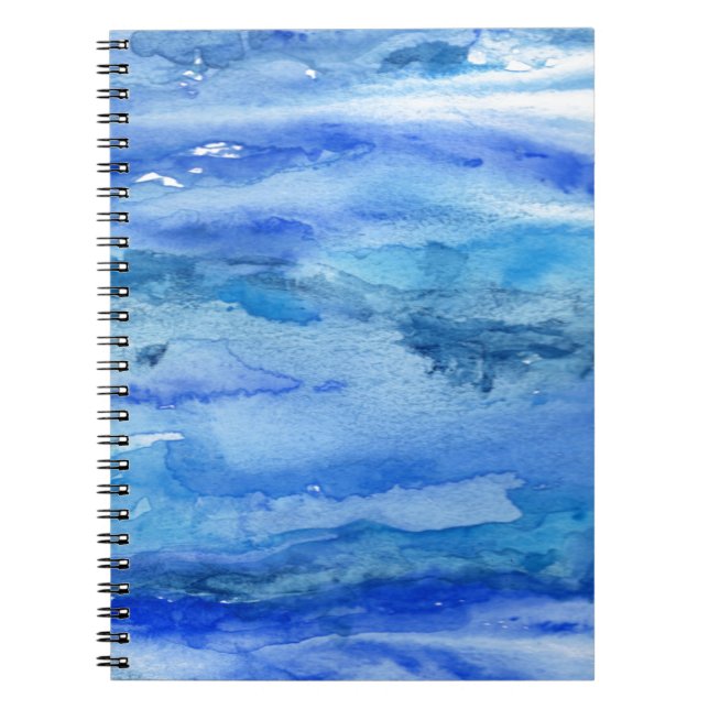 Blauer abstrakter Watercolor Notizblock (Vorderseite)