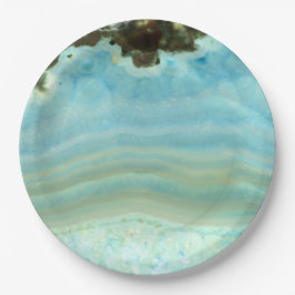 Blauer Achat-Edelstein-Kristallprinzessin Pattern Pappteller