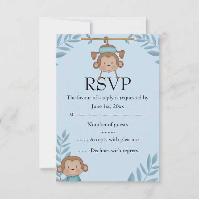 Blauer Affe RSVP Karte (Vorderseite)